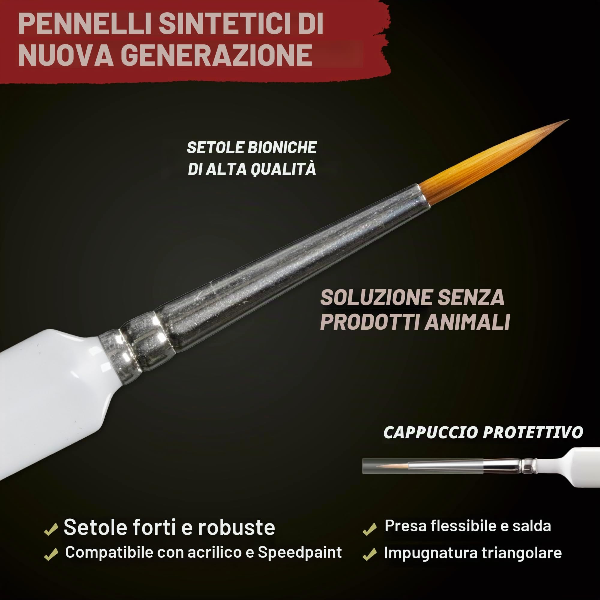 The Army Painter, Most Wanted Brush Set di pennelli in miniatura con 3 pennelli Wargamer: piccolo pennello a secco, dettagli layering & sane – Set di pennelli dettagliati di alta qualità, realizzati a