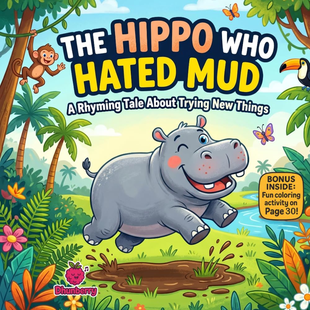 The Hippo Who Hated Mud: A Funny Rhyming Picture Book About Trying New Things and Having Fun