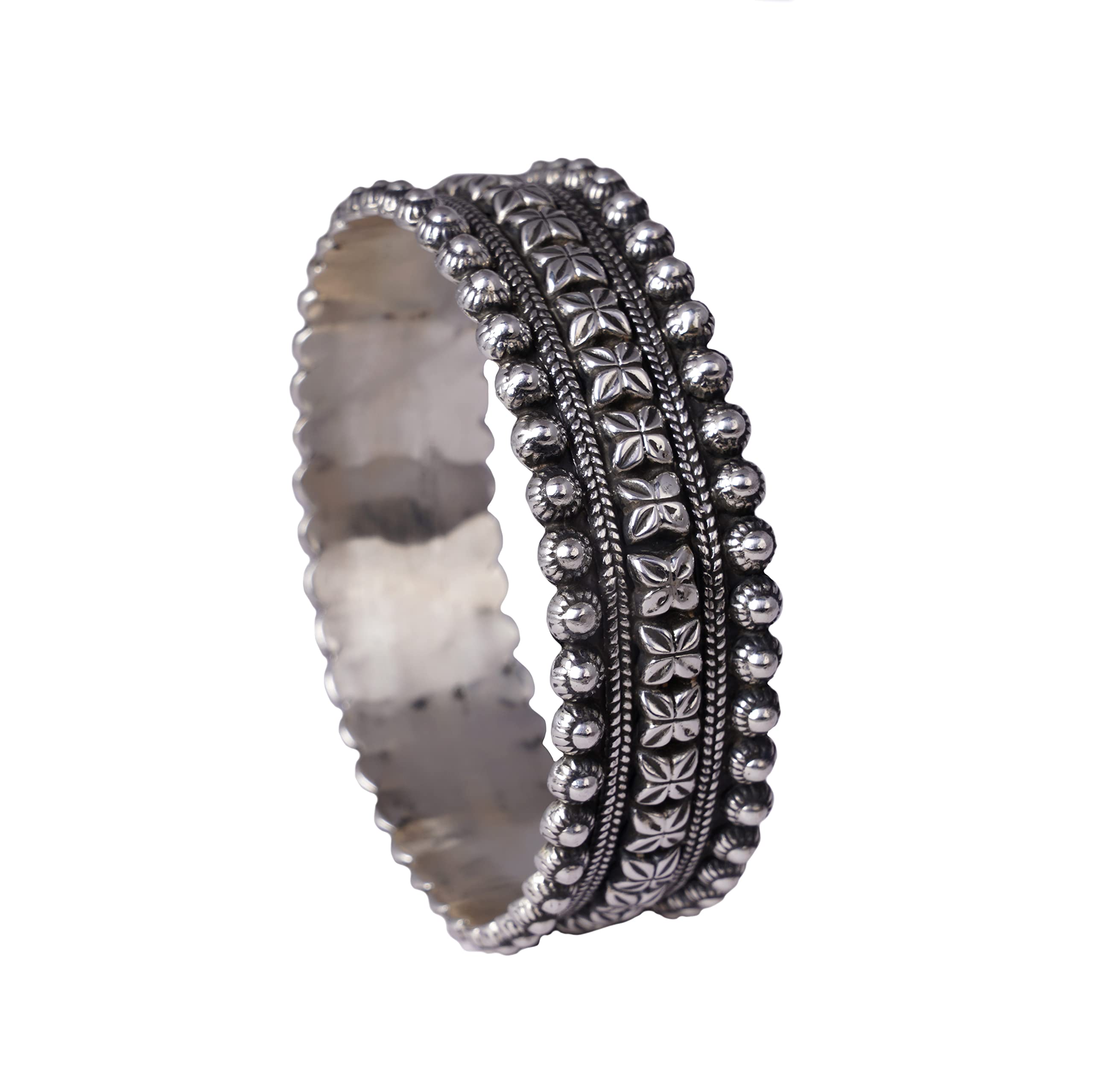 Shyle 925 Sterling Silver Bangle/Bracelet, Tattva Intricate Classic Timeless Kada, Well Stamped With 925,Traditional Silver Chudi, Handcrafted Silver Bangle, Gift For Her For Women (24) (B0BML7Q4GN) Amazon Price History, Amazon Price Tracker