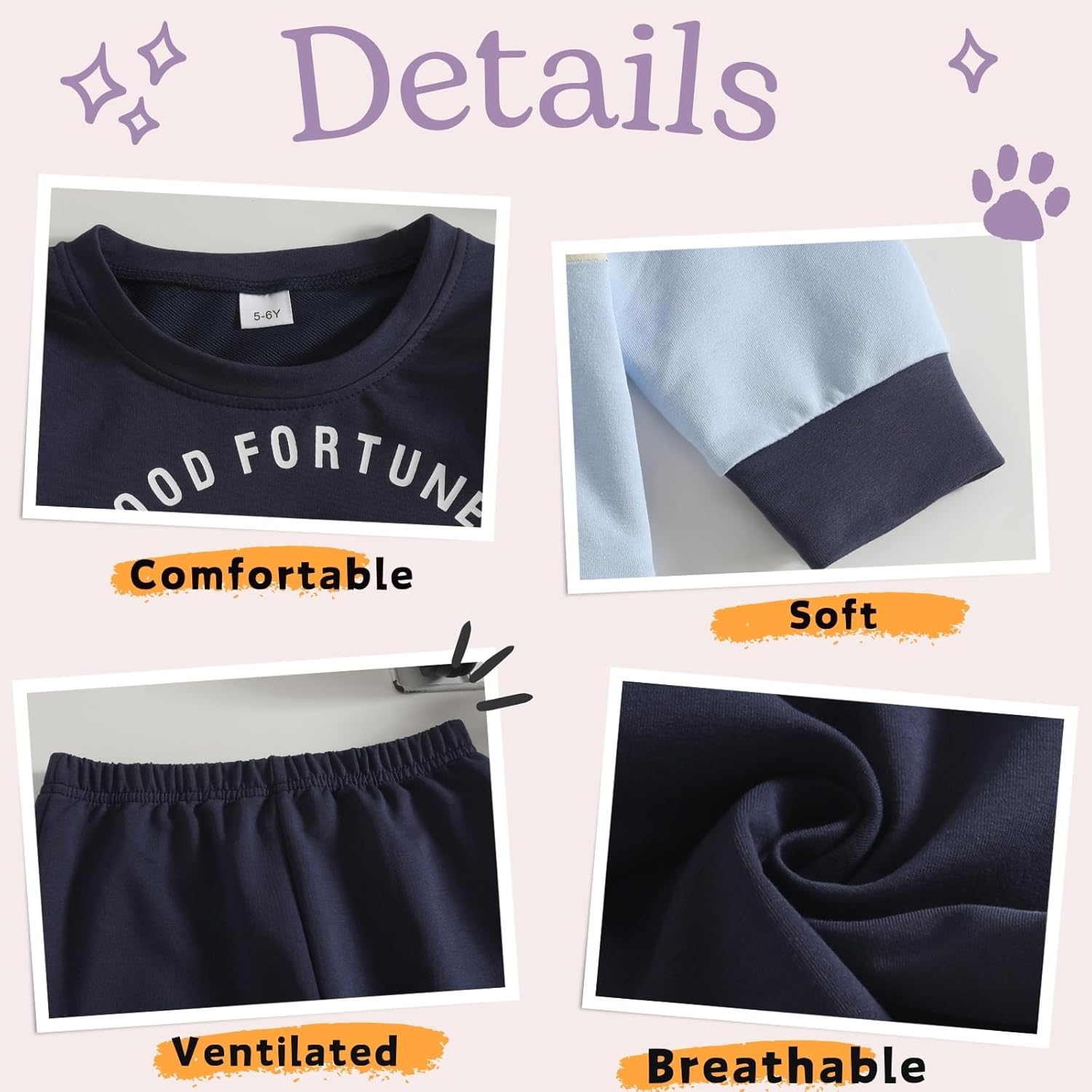 Toddler Kid Boy Clothes Colorblock Sweatshirt Contrast Sideseam Sweatpants 2PC Outfit Set - Image 6