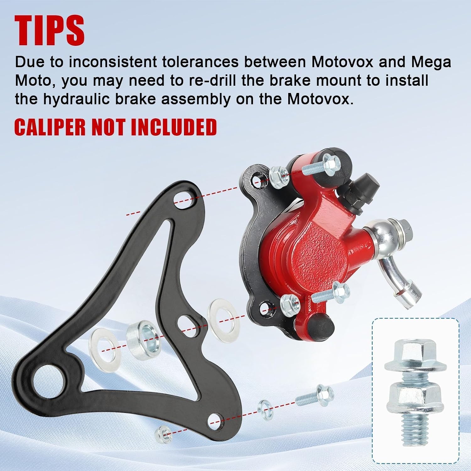 Mini Bike Brake Caliper Bracket, PSLER Mini Bike Hydraulic Brake Caliper Bracket Kit MMB80 Brake Caliper Bracket for Monster Mega Moto MM-B80 80cc MM-B105 105cc FRP GMB100 98cc for Coleman RB100 RT100