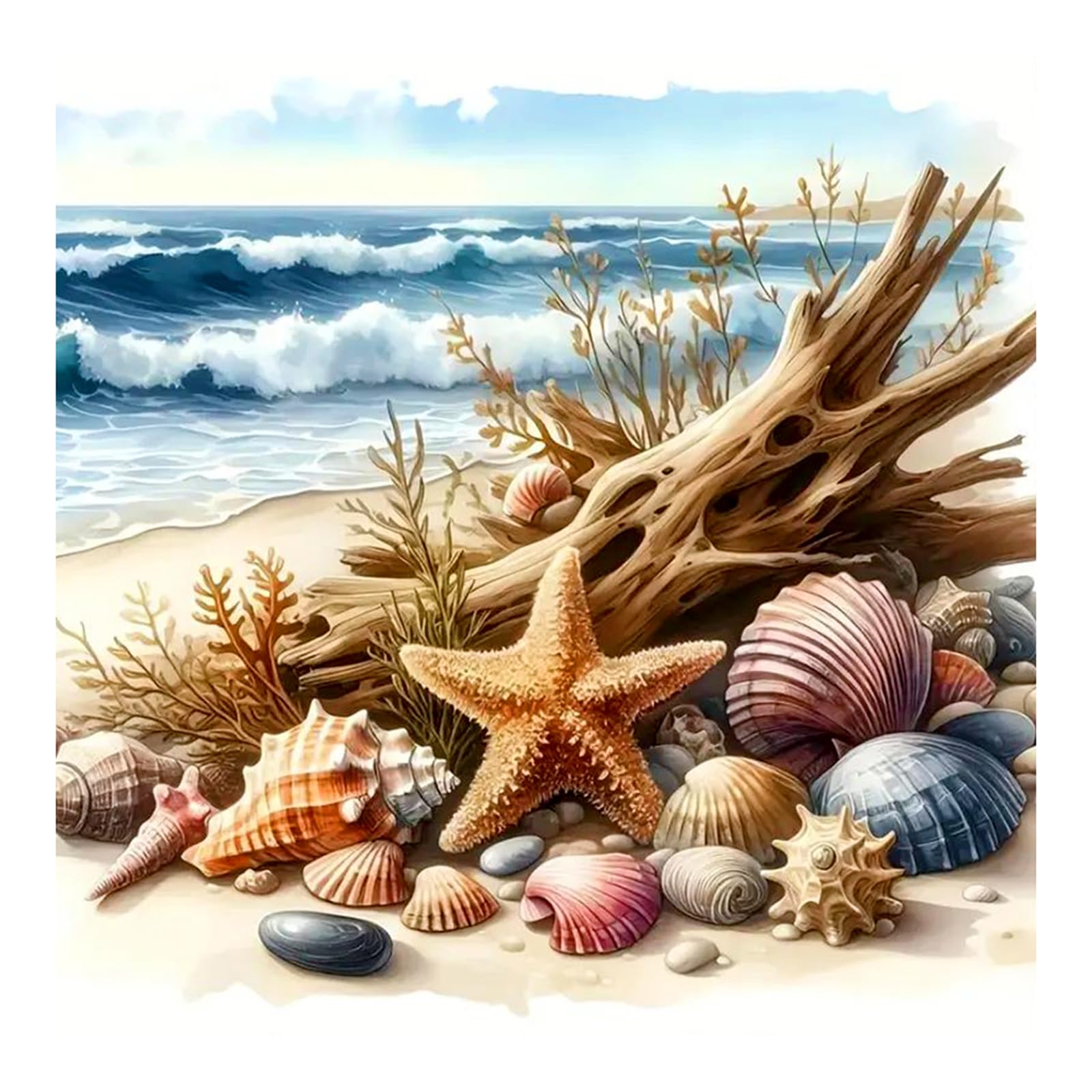 Aicomeon Beach Scenery Diamond Art Kits Adults, Diamond Painting kit for Beginner, 5D Round Full Drill Crystal Gem Art Kits, Home Wall Decor Gifts,12x12 Inch