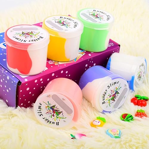 Miniatura 4 de Paquete de 6 limos de mantequilla de fruta, melocotón, sandía, aguacate, piña, regalo de cumpleaños, regalos de fiesta para niñas y niños