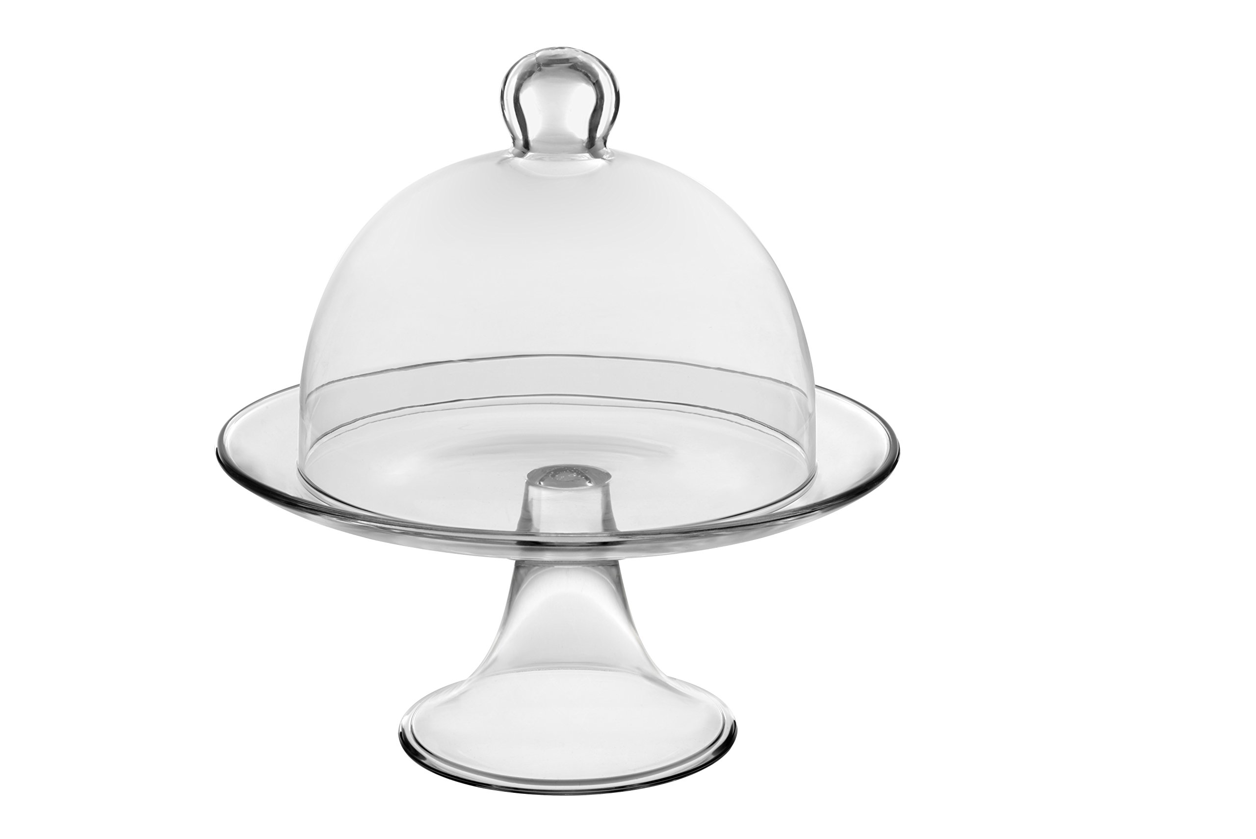 Vidivi Vetri delle Venezie Banquet Set Alzata Piatto con Campana, Vetro, Trasparente, 21x21x22.5 cm, 2 unità