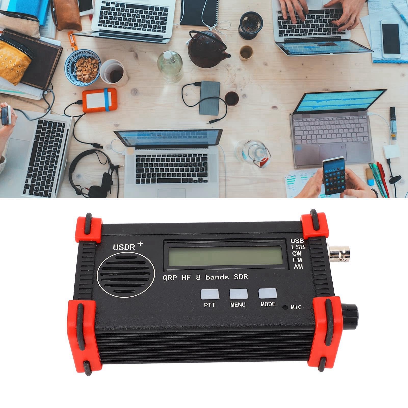 Émetteur-récepteur à Ondes Courtes 8 Bandes, émetteur-récepteur Portable USDX USDR HF QRP SDR SSB CW QRP émetteur-récepteur sans Fil 100-240 V (Prise UE)