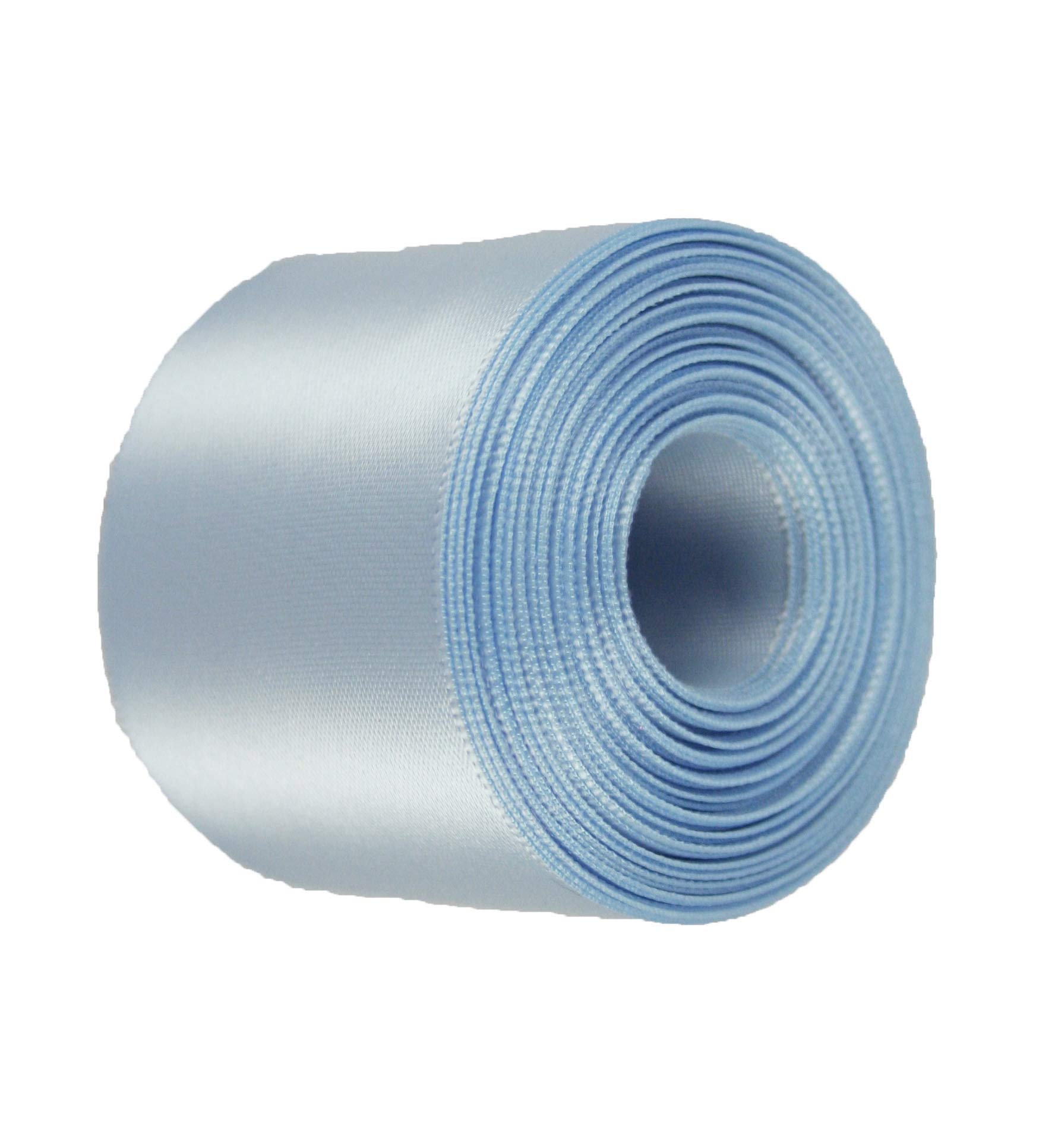 Light Blue Rolled up 1-1/2" Single FACE Satin Ribbon 100% Polyester Choose Length (1-1/2" x 5 Yards)