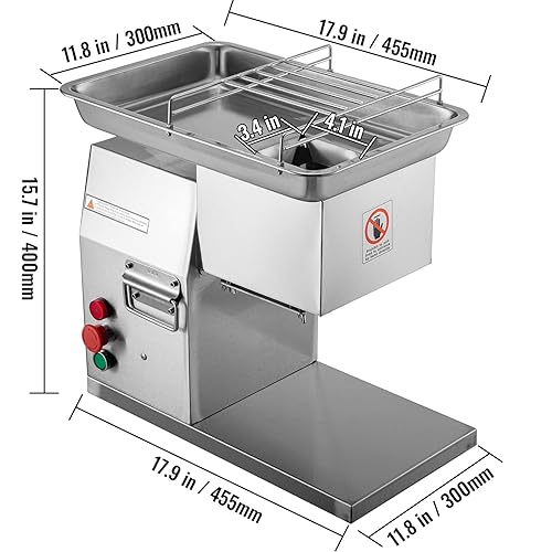Miniatura 8 de BestEquip Cortadora de carne comercial de 1100 librash de 0118in de acero inoxidable con polea de 600 W cortadora eléctrica de alimentos para cocina