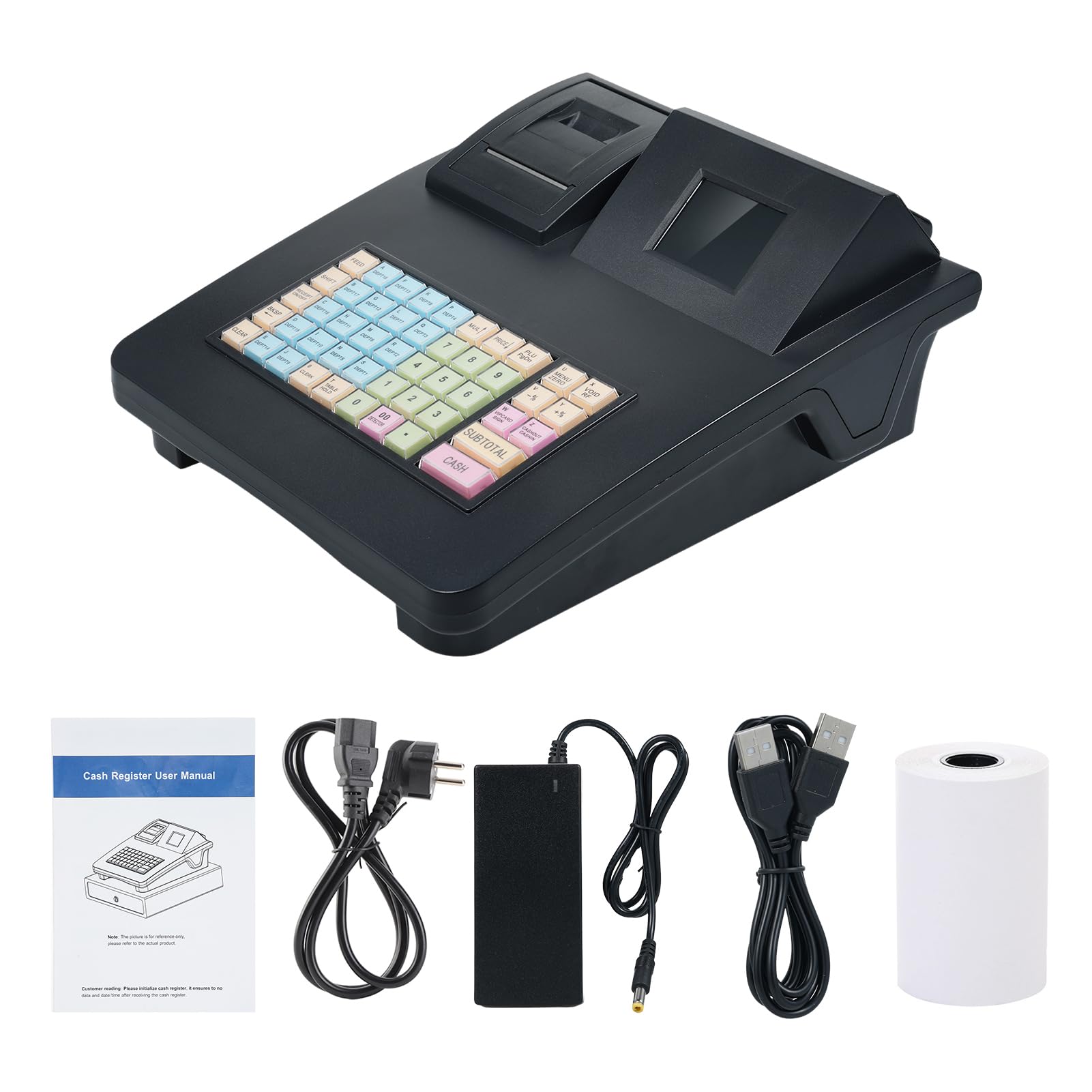 ZJchao Caja Registradora Electrónica T2MINI, Pantalla de 48 Teclas de 2,8 Pulgadas con Impresora Térmica de 58 Mm, Puerto USB RS232 para Restaurante Minorista, Cafetería, Supermercado (Enchufe de