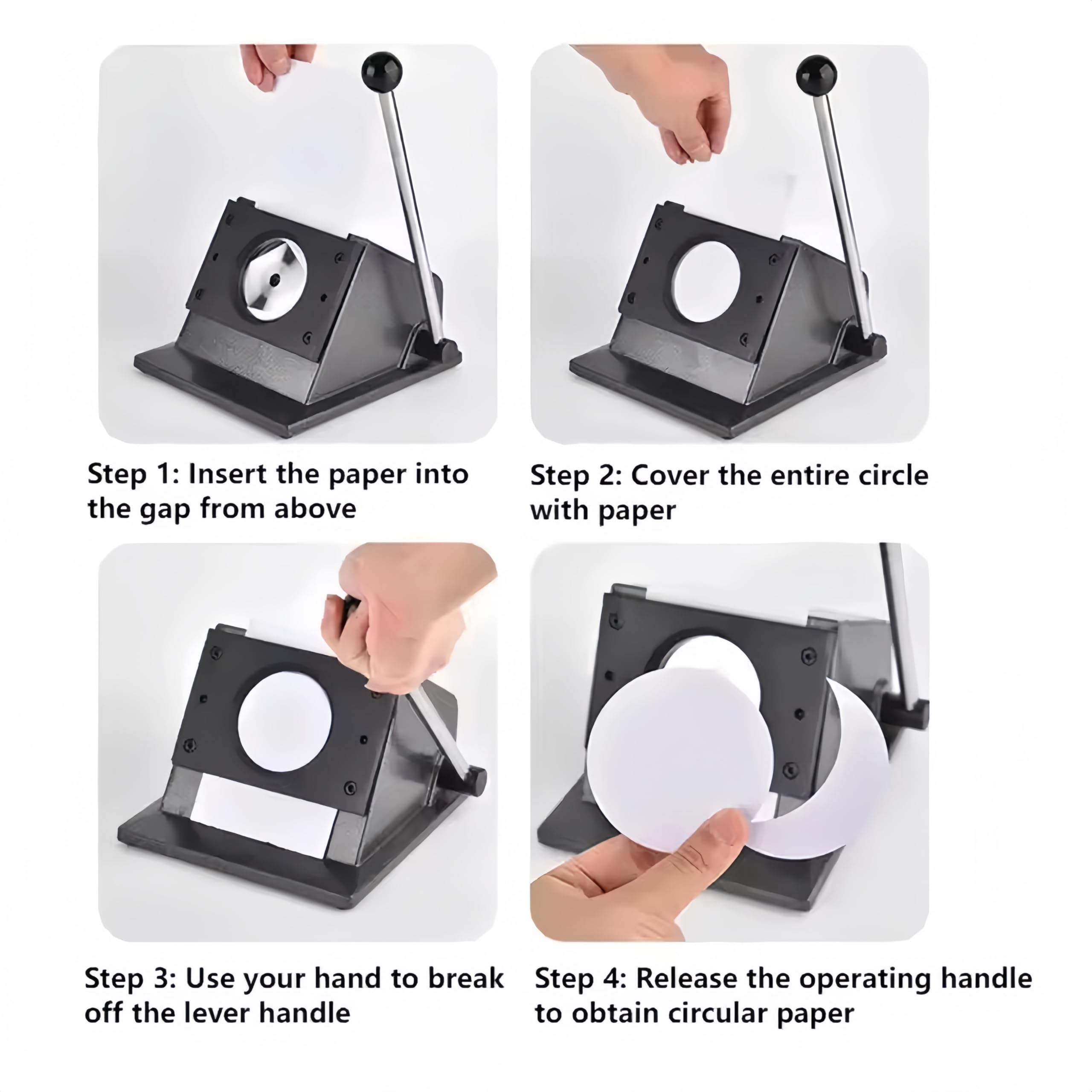 Cortador circular manual de alta resistencia, troquelado gráfico de acero inoxidable para hacer insignias, compatible con máquina de prensa para hacer insignias, ideal para papel y cuero