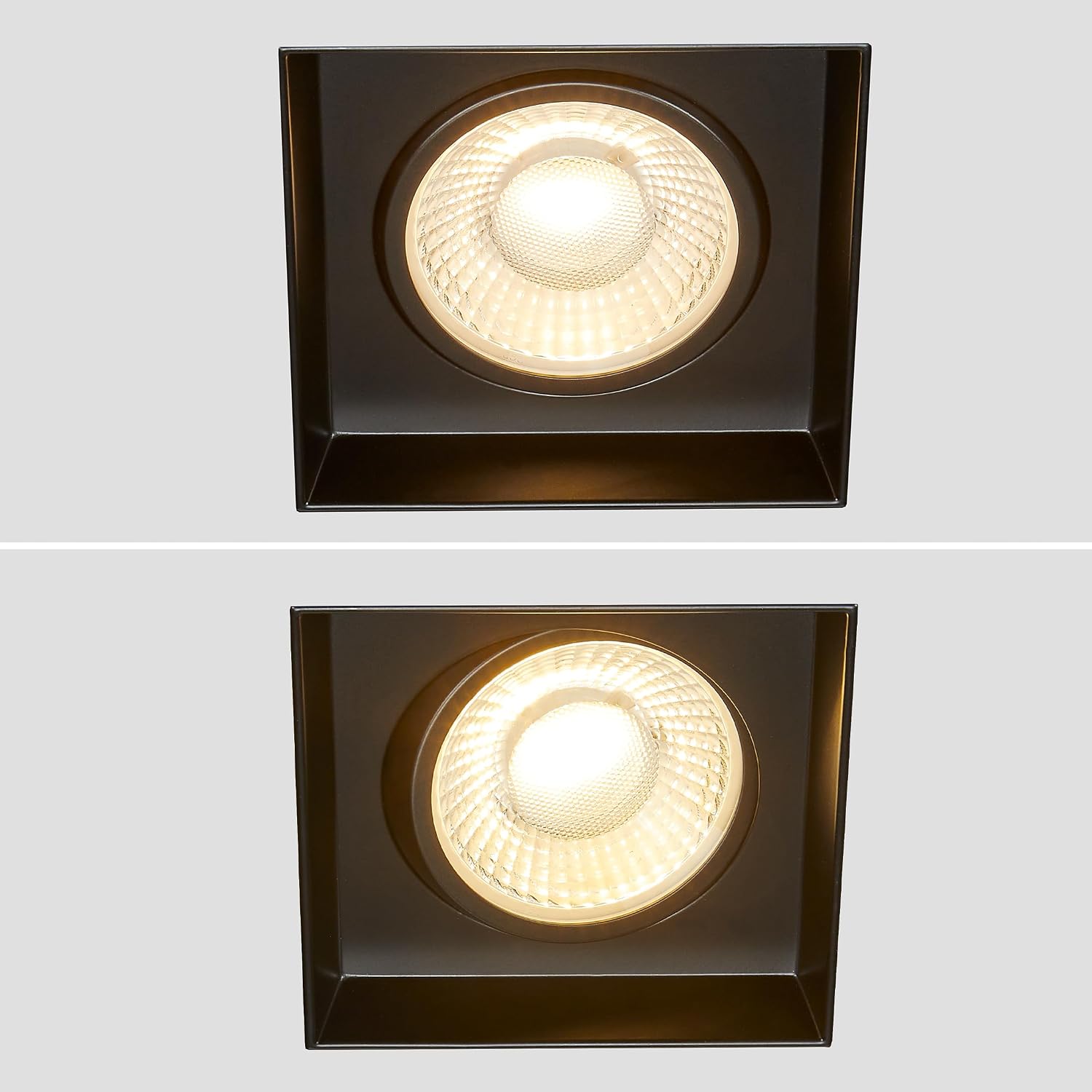 Maxxima 4" Trimless Slim Square Recessed Anti-Glare LED Gimbal Downlight, Black, Canless IC Rated, 1000 Lumens, 5 Color Temperature Selectable 2700K/3000K/3500K/4000K/5000K, Dimmable 90 CRI J-Box Incl