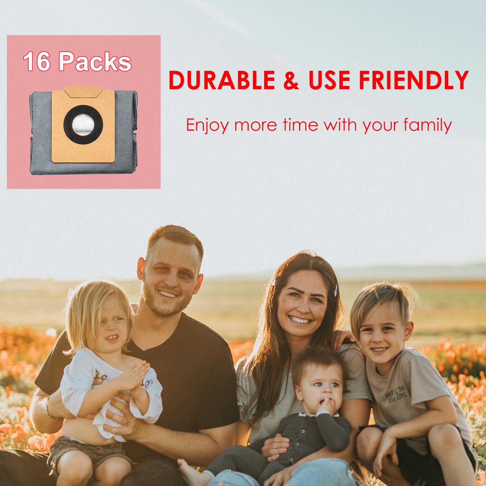 Paquete de 16 bolsas de polvo para aspiradoras Eufy Clean X8/X8 Pro/X10 Pro Omni Robot, estación autovaciada, bolsas de repuesto desechables de gran capacidad