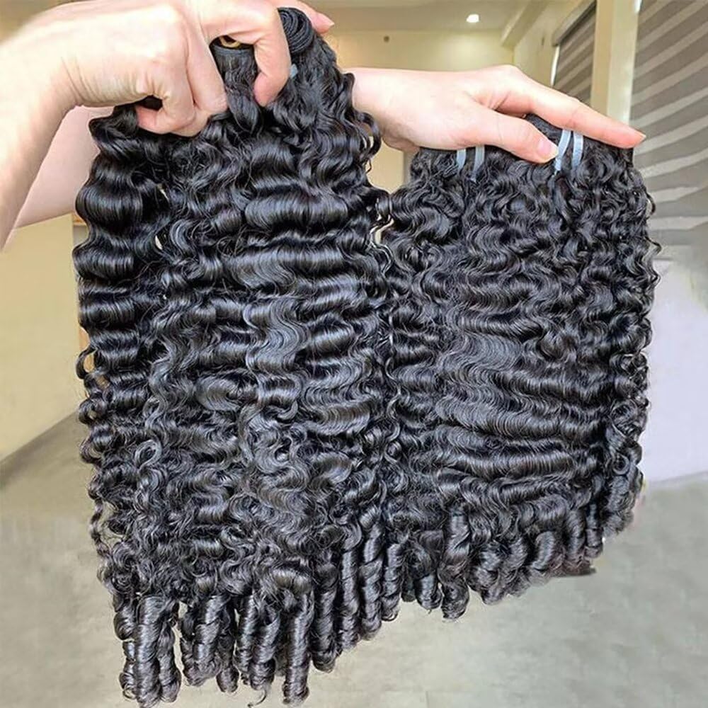 MSGEM 15A Burmese Curly Bundles Human Hair Raw 100% Unprocessed Virgin Remy Hair Extensions Brazilian Burmese Curly Human Hair Bundles 3C4A Deep Curly Water Wave Hair for Women Natural Black 22 Inch