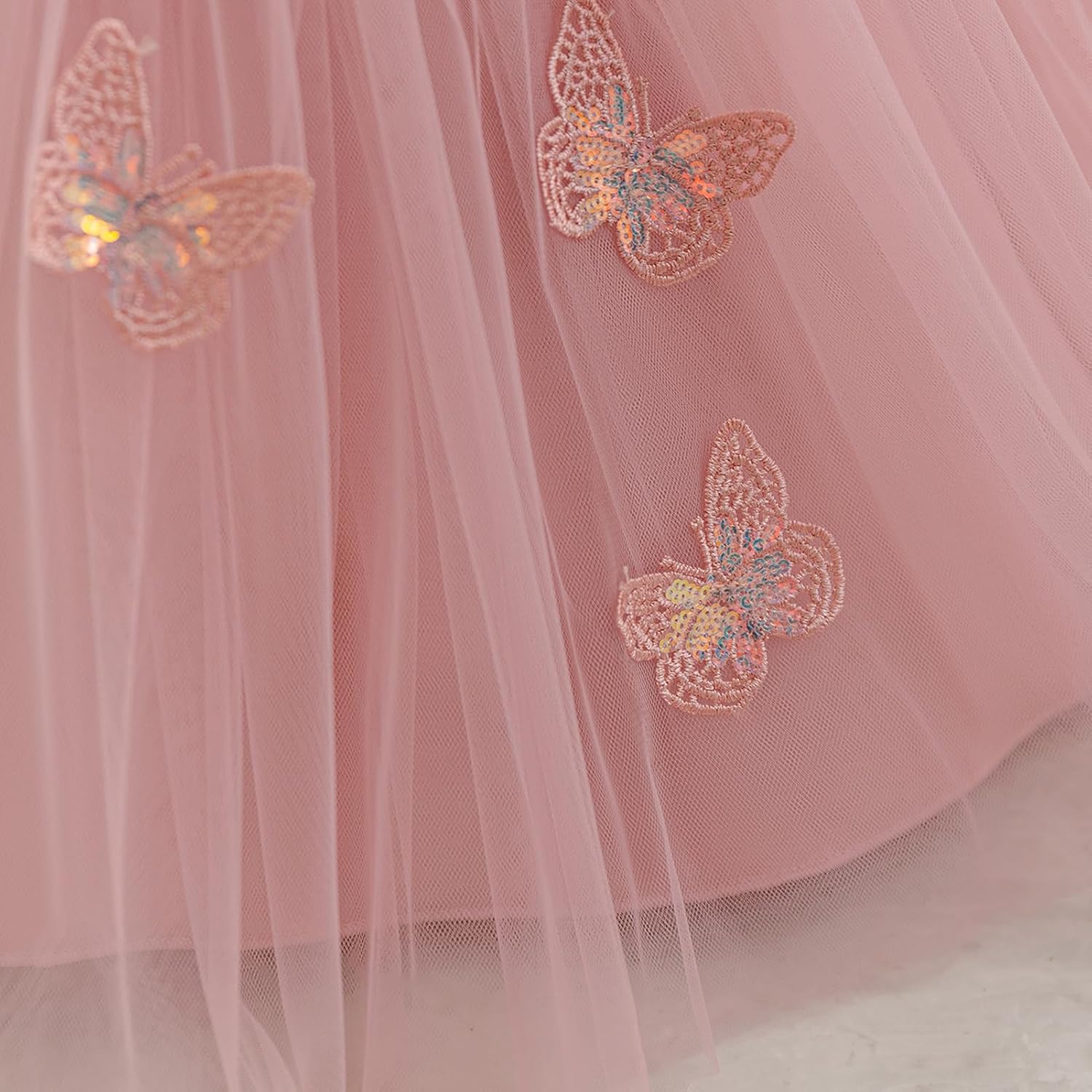 IDOPIP Toddler Baby Girls Shiny Butterfly Tutu Dress Princess Birthday Party Pageant Flower Girl Wedding V-Backless Dresses - Image 5
