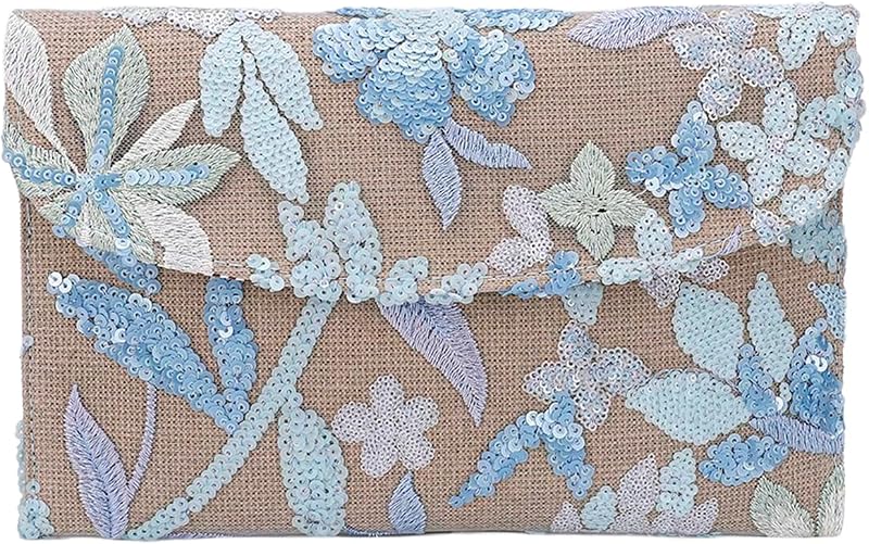Verdusa Women's Floral Beaded Clutch Purses Sequin Evening HandBags | Embroidered, Wedding Guest Purse, Formal Clutch, Evening Bag for Proms,Cocktail Parties