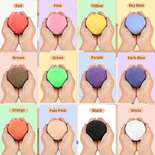 Miniatura 3 de Arcilla mágica ultraligera para modelar secado al aire con paquetes de recambio, 10 colores vibrantes para jóvenes para el desarrollo de habilidades