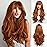HAIRCUBE Auburn Wig with Bangs for Women Auburn Long Wavy Hair Wig Curly Wavy Synthetic Wigs for Girls Daily Party Use 26Inch