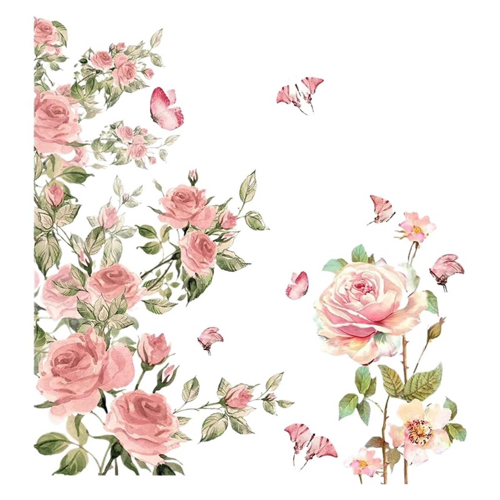 Flower Wall Stickers Pink Rose Wall Decoration Stickers for Bedroom