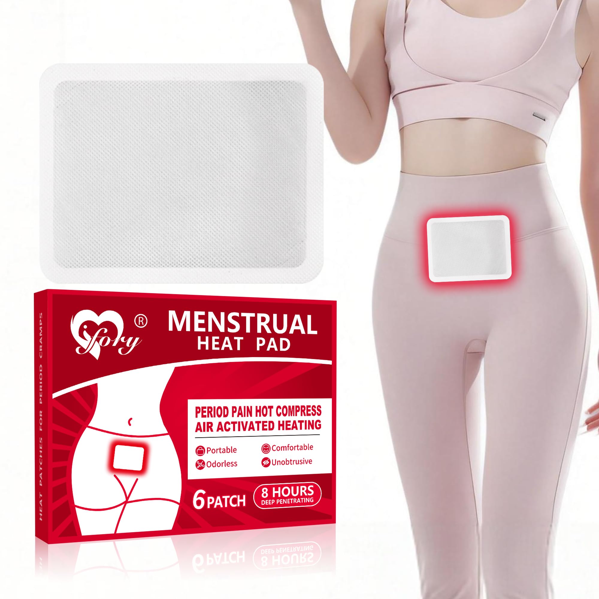 Cerotti riscaldanti per crampi mestruali, cerotti per terapia del calore mestruale, cerotti termici adesivi in scatola, confezione da 6 impacchi caldi, regali per la mamma
