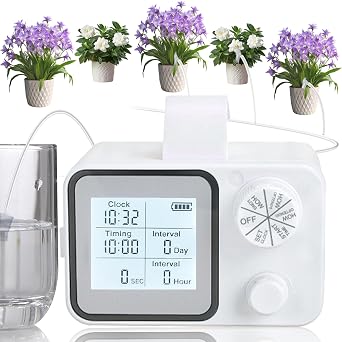 Automatic Plant Waterer, Indoor Plant Watering System with Dual-Mode for 20 Potted Plants, Adjustable Irrigation System Kit for Balcony GreenhouseWhite