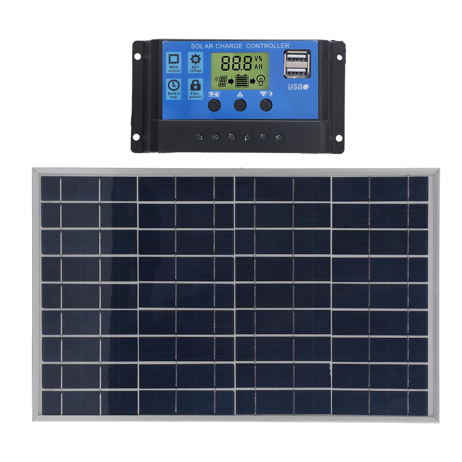 PANNEAU SOLAIRE 10W 12V Polycristallin IP65 Étanche Portable 30A Contrôleur de Charge Solaire Extérieur