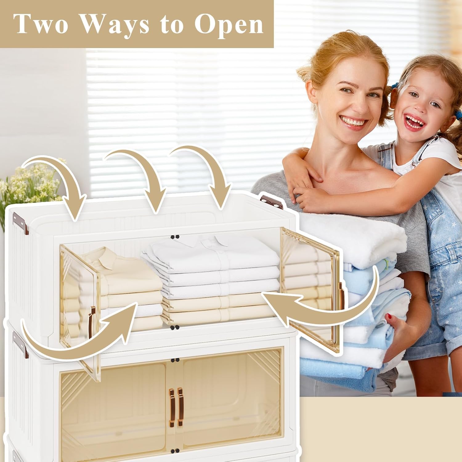 Storage Bins with Lid, 83 Gal/333 Qt Capacity, 3 Pack Large Stackable Storage Bins with Lid, White Collapsible Storage Bins with Wheels, Foldable, Customizable, for Home Office Organization