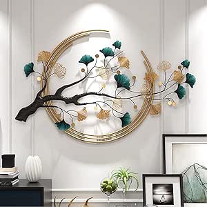 Large Metal Wall Art - 3D Modern Ginkgo Leaf Sculpture for Living Room, Dining Room, Bedroom