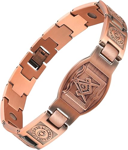 Miniatura 7 de Juego de pulsera magnética y anillo para hombre, 99.99% de cobre puro, diseño de cruz ajustable y nudo celta, regalo para papá Cobre593,Diseño de