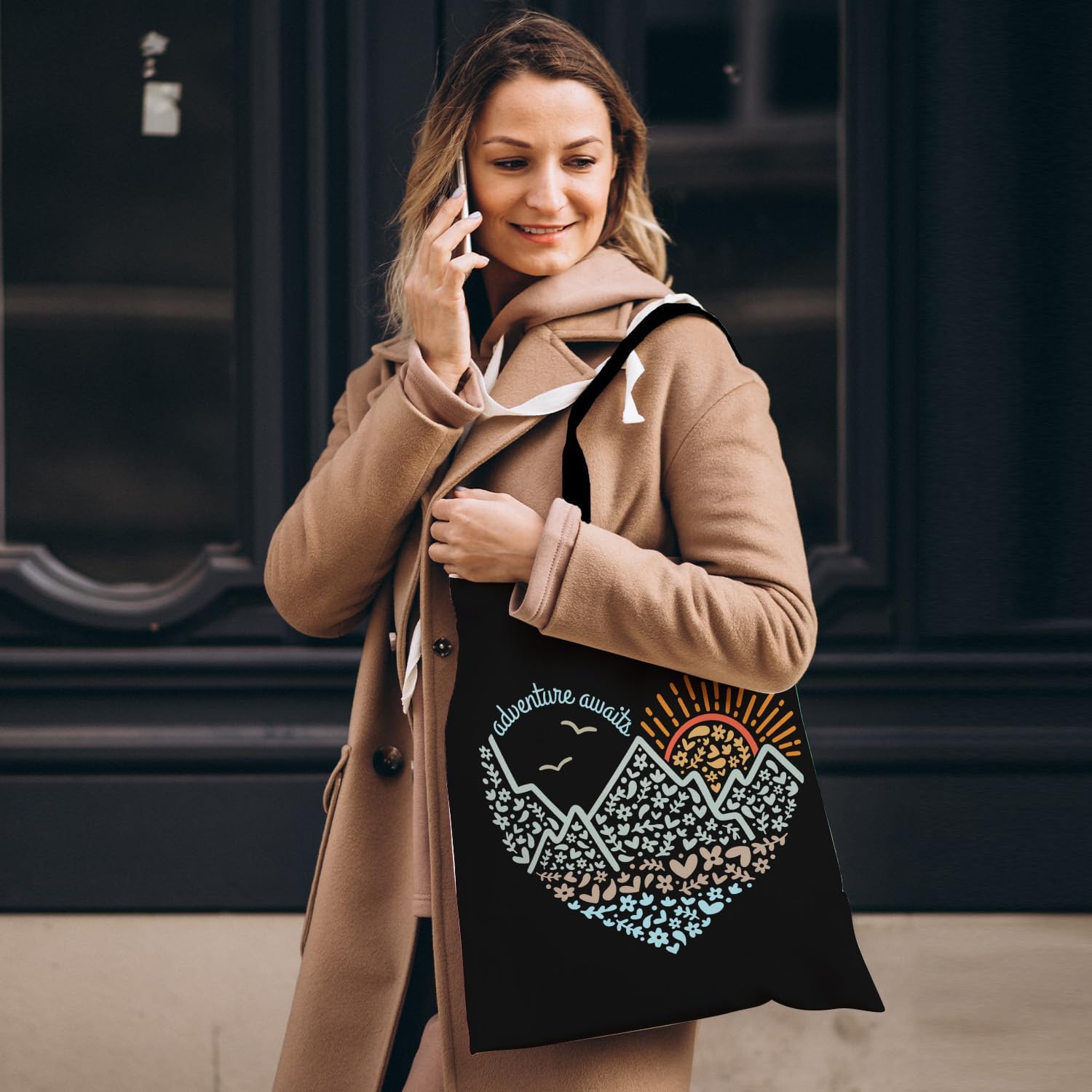 Adventure Awaits Camping Tote Bag, Camping Gifts Canvas Bag for Women Men, Adventure Reusable Grocery Shopping Bags - Image 4