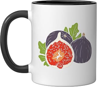 Feijoa Exotic Vegan Healthy Fruit Ceramic Mug, Black/White