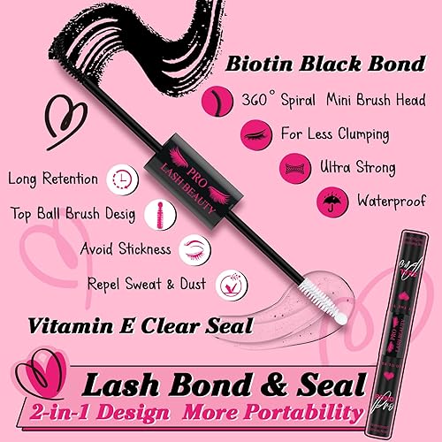 Miniatura 4 de PROLASHBEAUTY - Kit de racimos de pestañas, 280 unidades, rizo D, kit de extensiones de pestañas individuales con unión de pestañas y sellado,