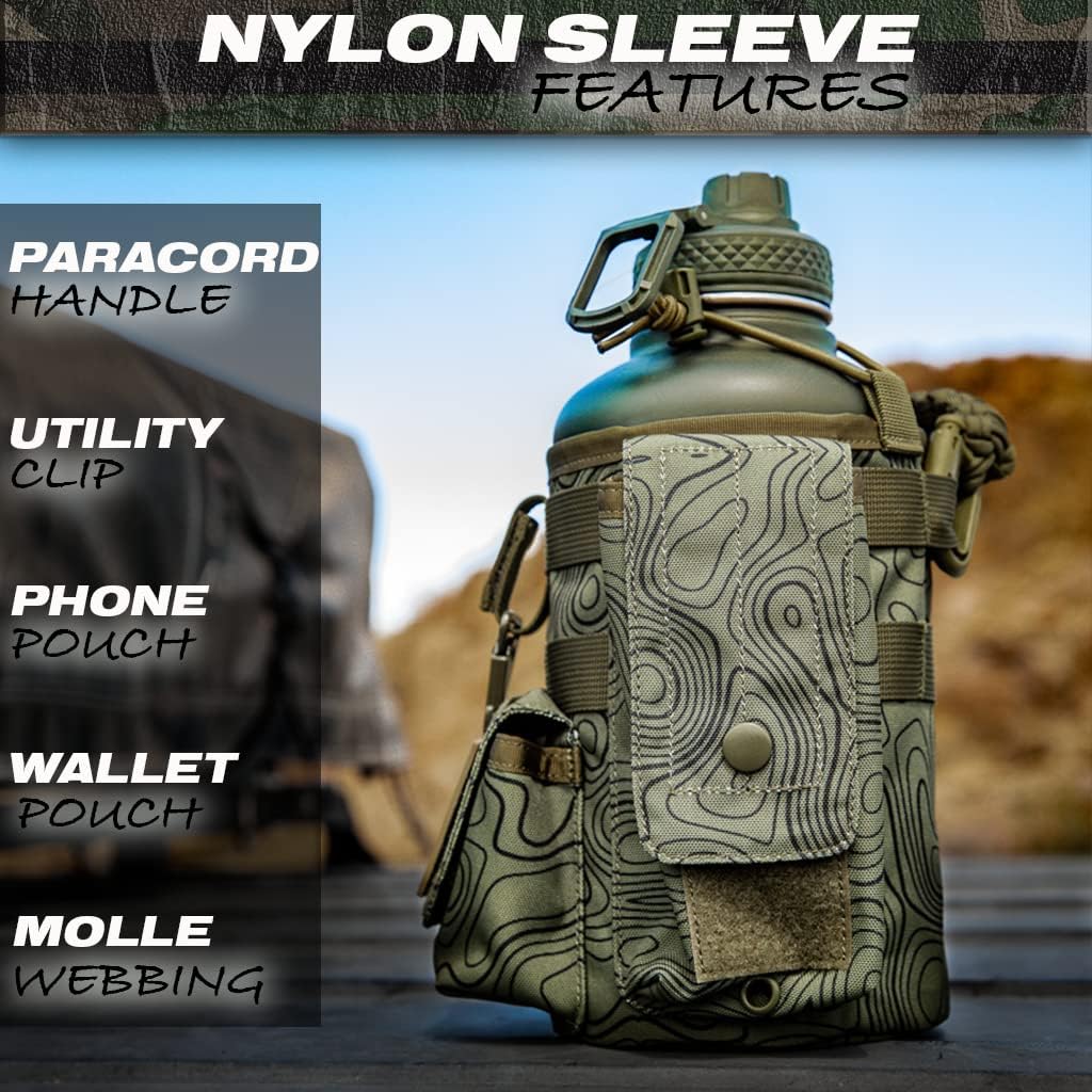 Iron Infidel Battle Bottle - Half Gallon Insulated Stainless Steel Water Jug with Handle - Gym Bottle for Men with Rugged Sleeve (Overland 2 Liter) - Image 2
