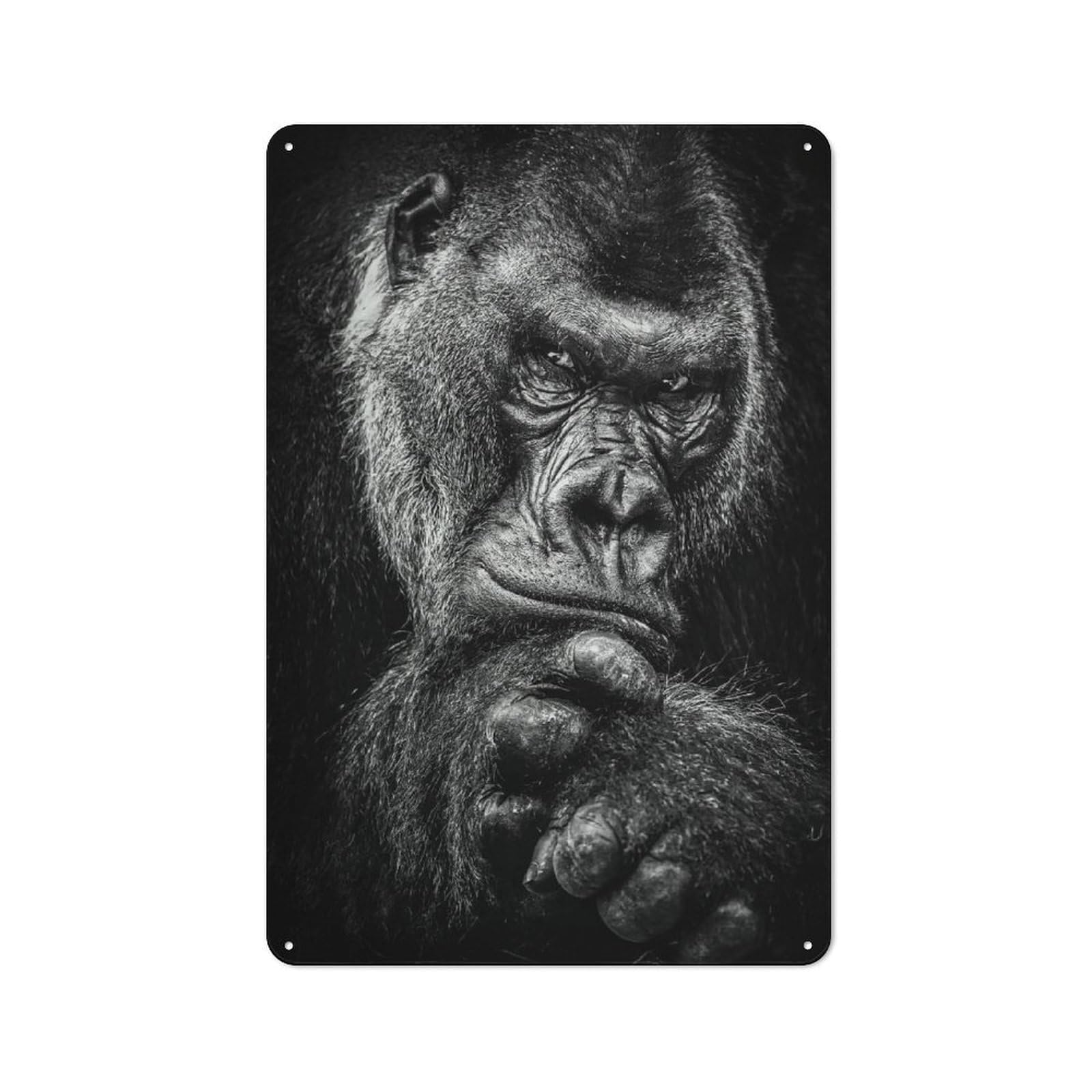 Junmoney Style-6 Loft Style Metal Wall Sign 30X20cm Featuring Wild Gorilla Face Poster, Studio Wall Art For Loft, Studio, Office Or Creative Room
