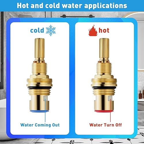 Miniatura 4 de Juego de cartuchos de válvula de cerámica de latón 1-001 y 1-002, latón sin plomo, se adapta a grifos generalizados calientesfríos, repuesto para