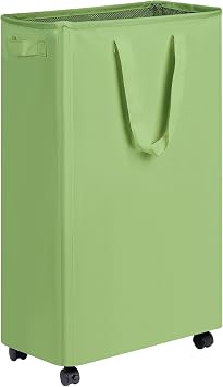 efluky Slim Laundry Hamper with Wheels, Rolling Laundry Basket for Clothes, Small Laundry Basket for Bedroom, Dorm and Laundry Room, 75L 19.8 Gallons Green