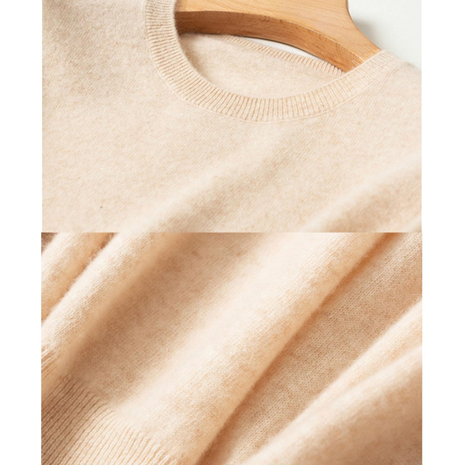 Suéteres de cachemira para mujer, suéter de punto redondo para otoño e invierno, cálido, de cachemira, de manga larga, suéter de lana para mujer