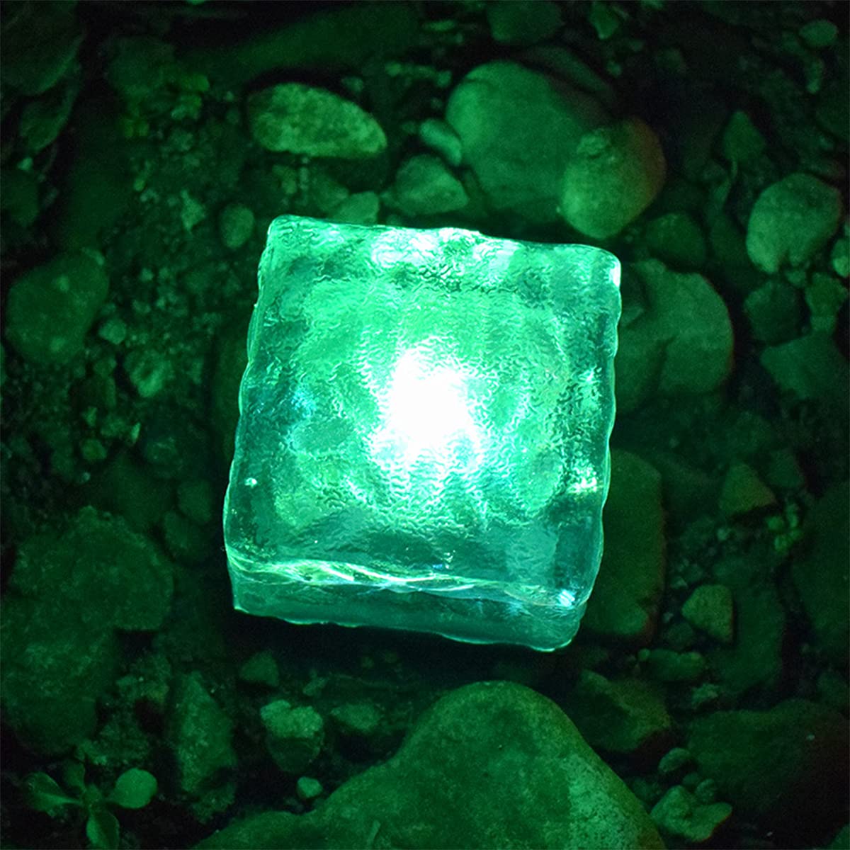 Zewnętrzne solarne LED, kwiat lodu płytka podłogowa lampa podłogowa lampa trawnikowa lampa ogrodowa szkło lampa podłogowa lampa podwórko lampa wodoodporna, oświetlenie ścieżki patio ciepłe światło, 4 szt