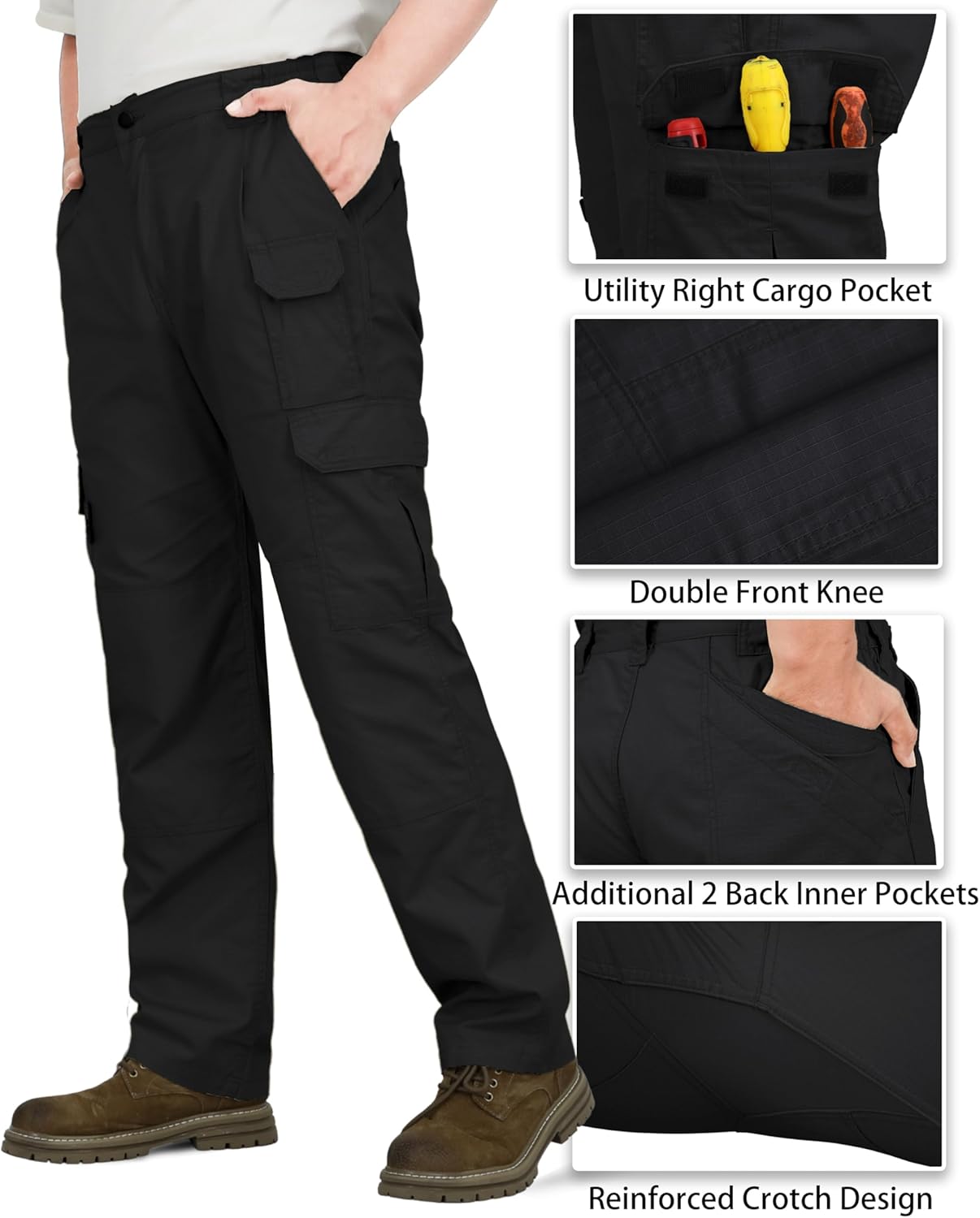 VATRENUS Men's FR Cargo Pants Ripstop 6oz Lightweight Relaxed Fit Flame Resistant Welding Work Jeans Water Repellent Finish - Image 4