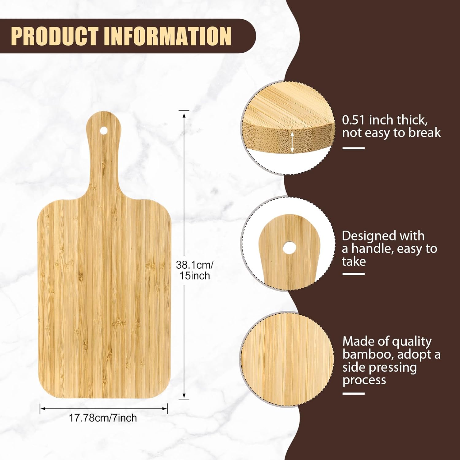 Lounsweer 6 Pcs Thicken Cutting Board Bulk Wood Board for Chopping Serving Charcuterie Material for Laser Engraving Mother' Day Wedding Housewarming Gift - Image 2