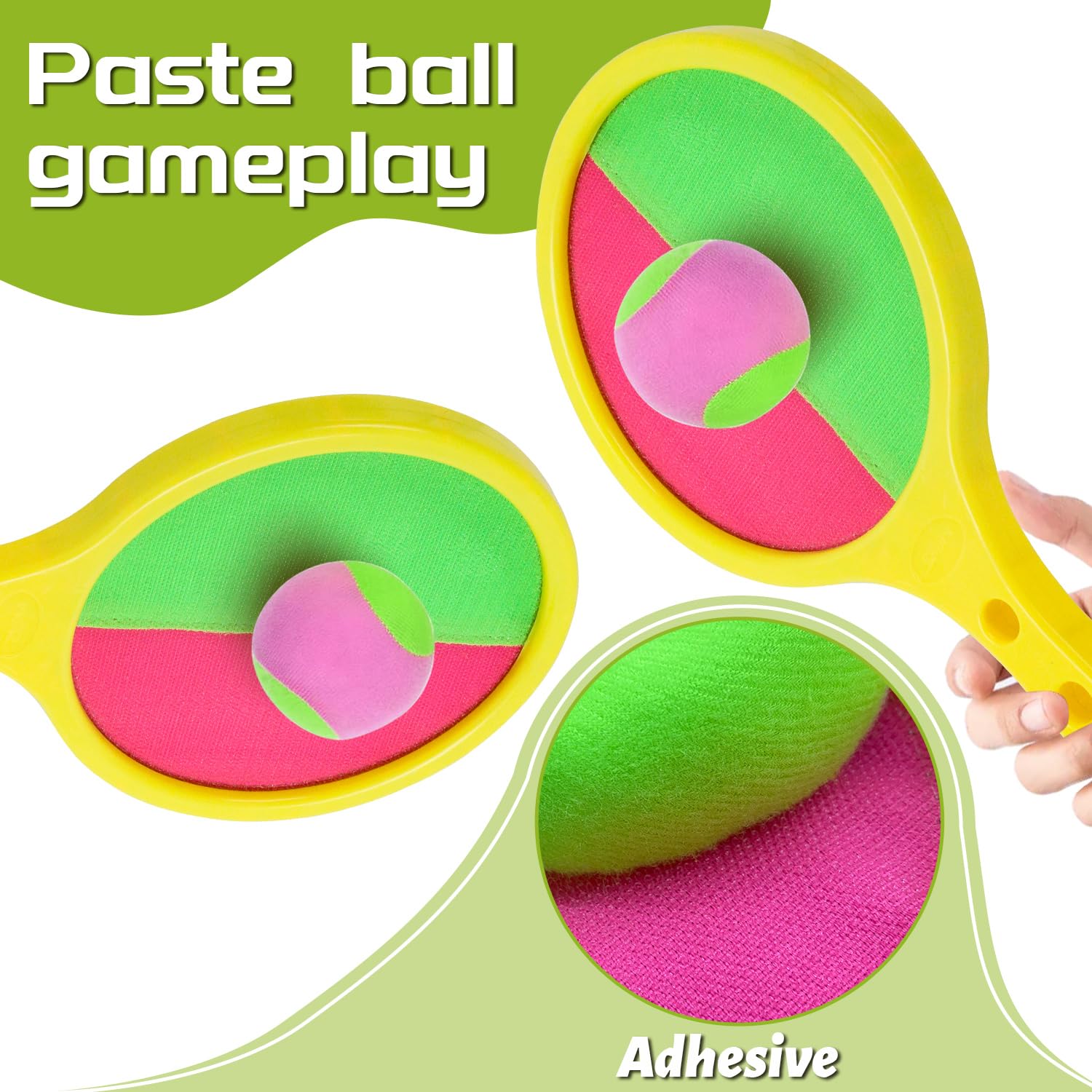 Dncvb Toss and Catch Game Set Sticky Bat and Ball Bat Ball Game with Sticky & Suction ball Outdoor Toys Beach Games Activities for Kids Ideal for Family Gathering - Image 3