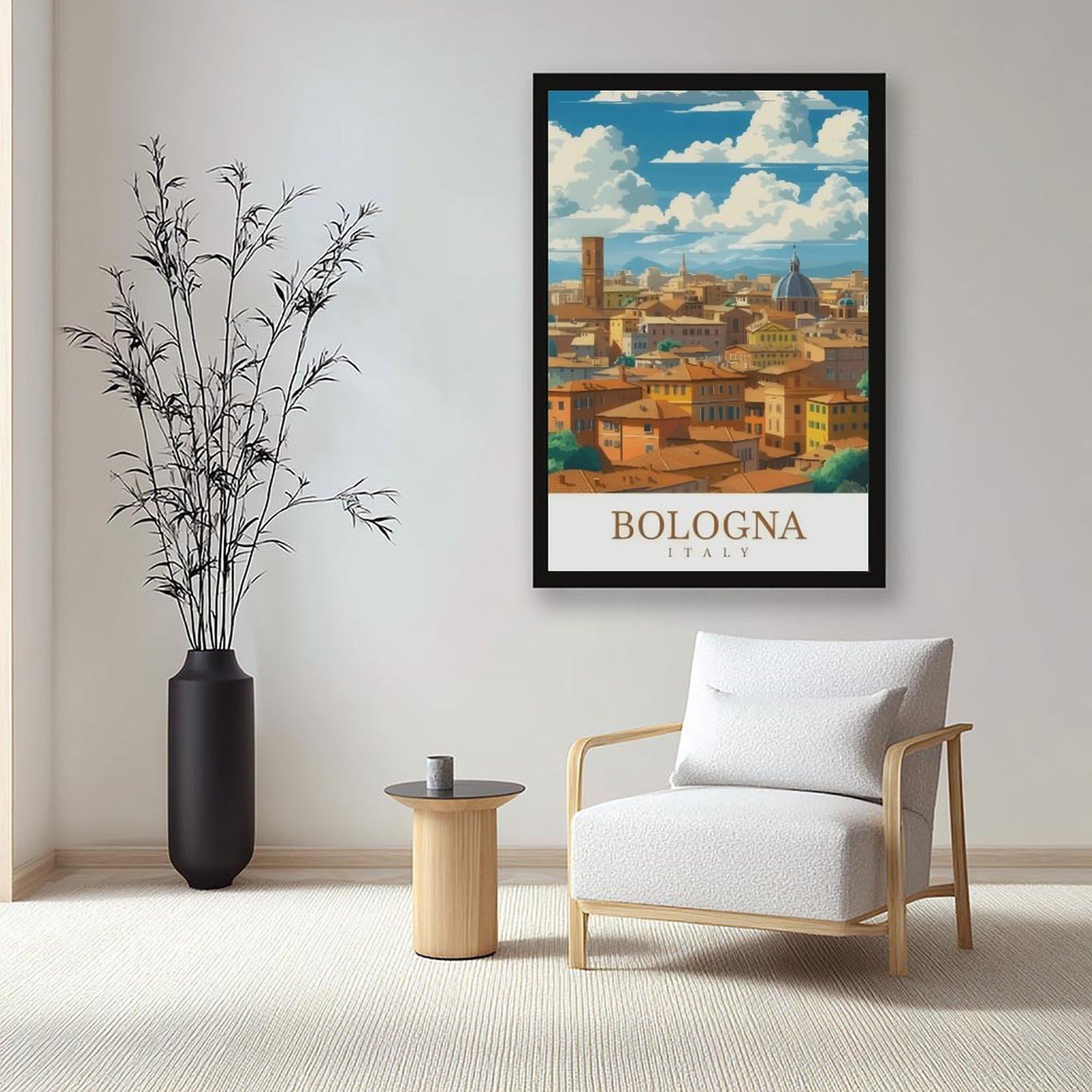 Poster su tela a tema viaggi Bologna, Italia (1), decorazione per camera da letto, ufficio, stanza, regalo, 40,6 cm di lunghezza x 61 cm di larghezza