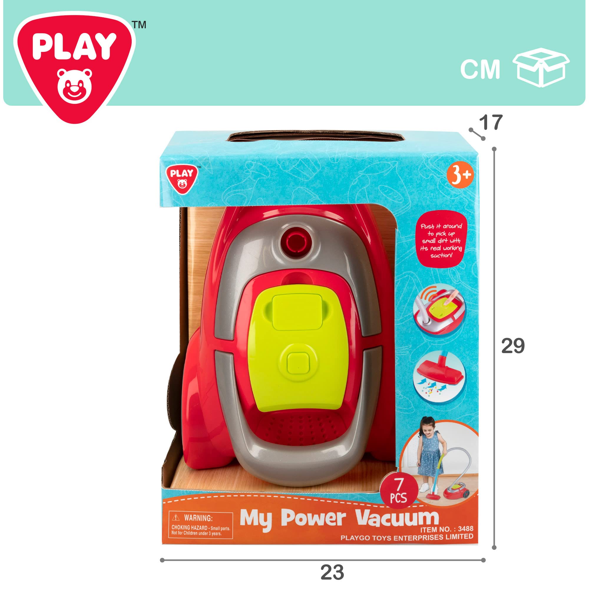 COLORBABY Play, Aspiradora de juguete eléctrica con sonido y succión, Electrodomésticos de juguete, juguetes para niños, Kit de limpieza, juguetes del hogar (46897)