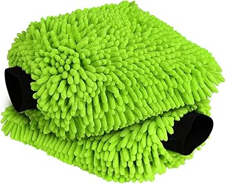 Alupper Car Wash Mop, 2-In-1 Chenille Car Wash Brush with 45" Long Handle, Not Hurt Car Cleaning Kit Supplies Brush Duster Kits Mop Supplies for Car RV Trucks and Household Cleaning (Green, L)