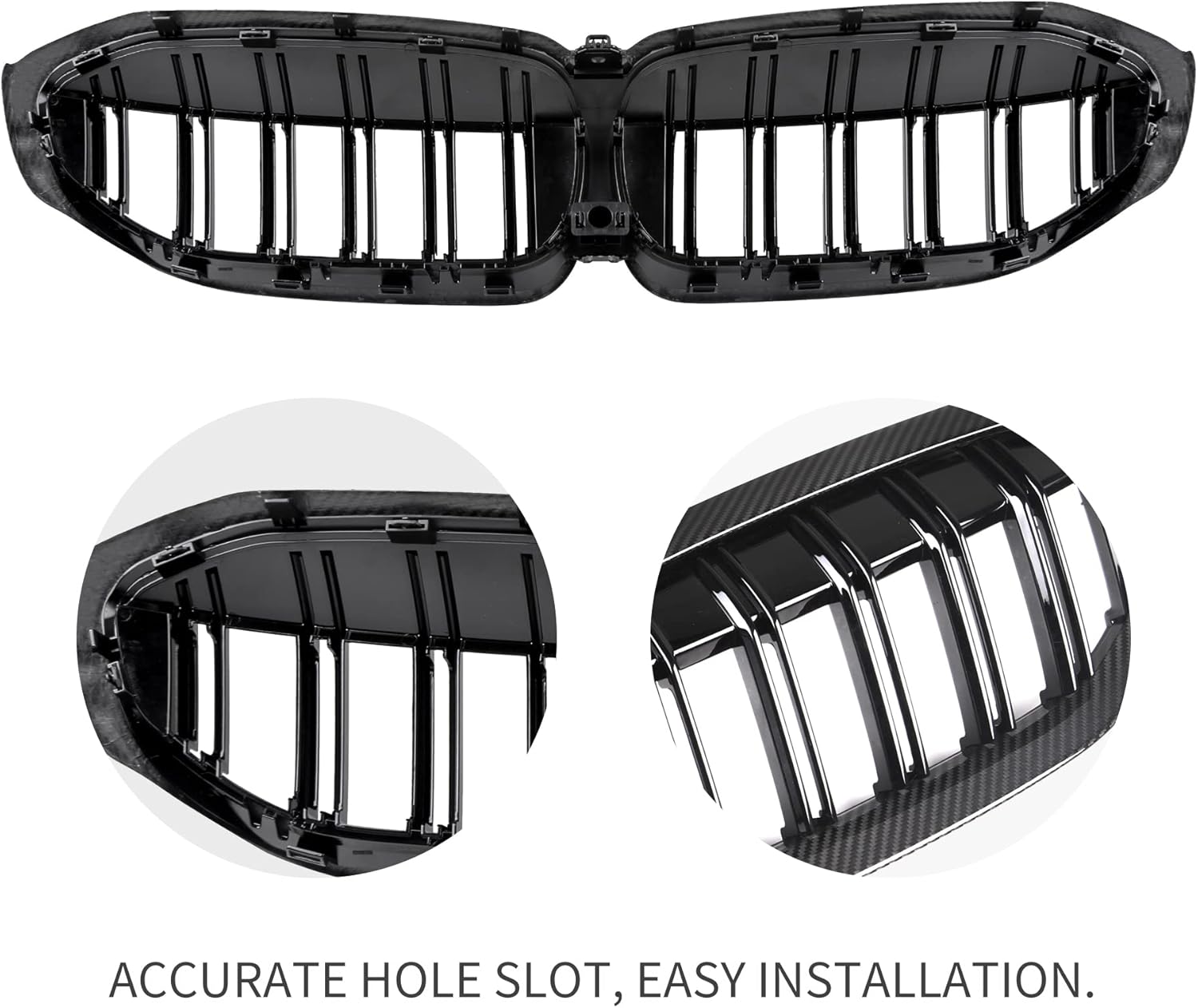 G20 Front Grill/Grilles Dry Carbon Style Kidney Grill Replacement for BMW 3 Series G20/G21/G28 2019-2022 2Pcs/Set
