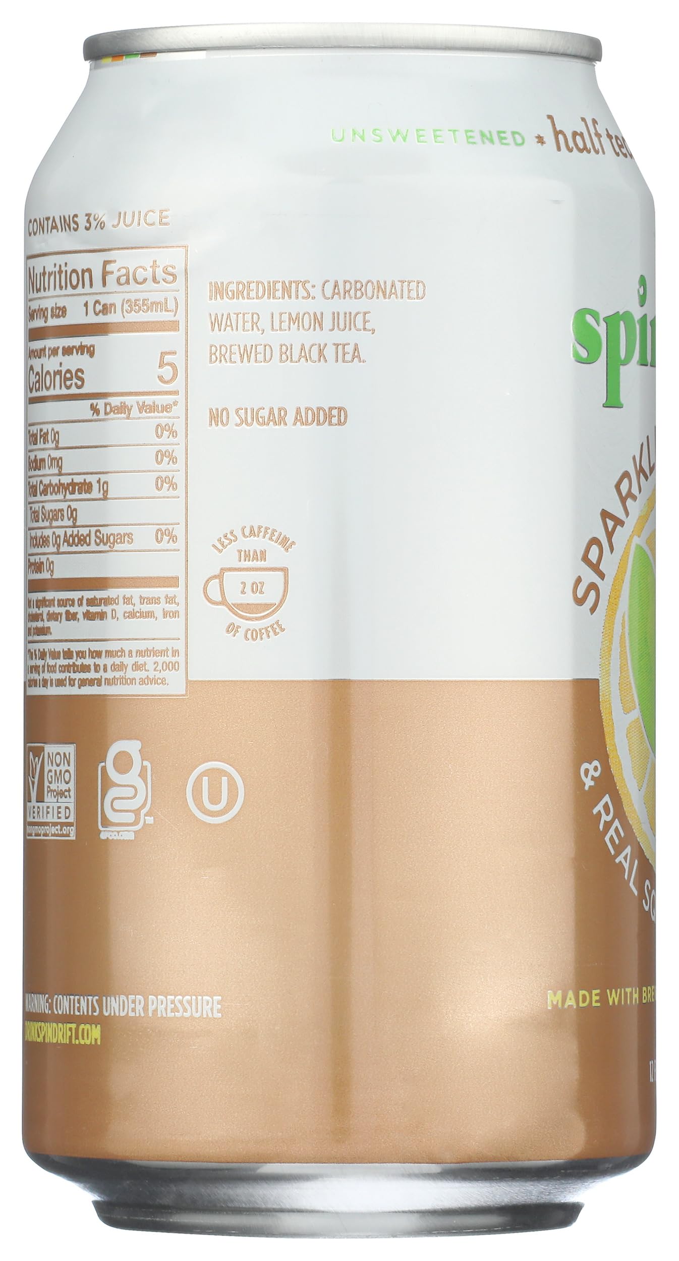 SPINDRIFT Half Tea Half Lemonade Sparkling Water, 12 Fl Oz