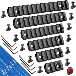 Single Picatinny Polymer Accessory Rail Set for 3 5 7 9 11 13 Slots with 13 T-Nuts & Screws, 6 Wrench- Rounded Corner-Polymer