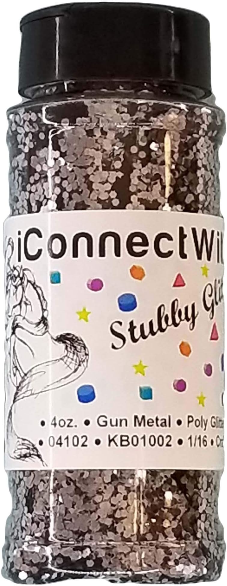 iConnectWith Glitter – Gun Metal Gray, Stubby Polyester Glitter; Multi-use for Crafts, Decorations, Nail Art, Makeup, Tumblers, Resin Art, and DIY Projects