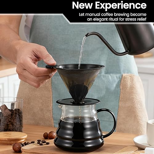 Miniatura 7 de 【2.0 mejorado】 Cafetera de acero inoxidable, filtro de café de goteo reutilizable sin papel y colador de café para una sola taza de preparación a