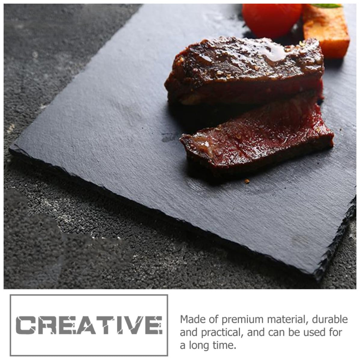 Plato Rectangular de Pizarra Negra, Juego de 4 Piezas