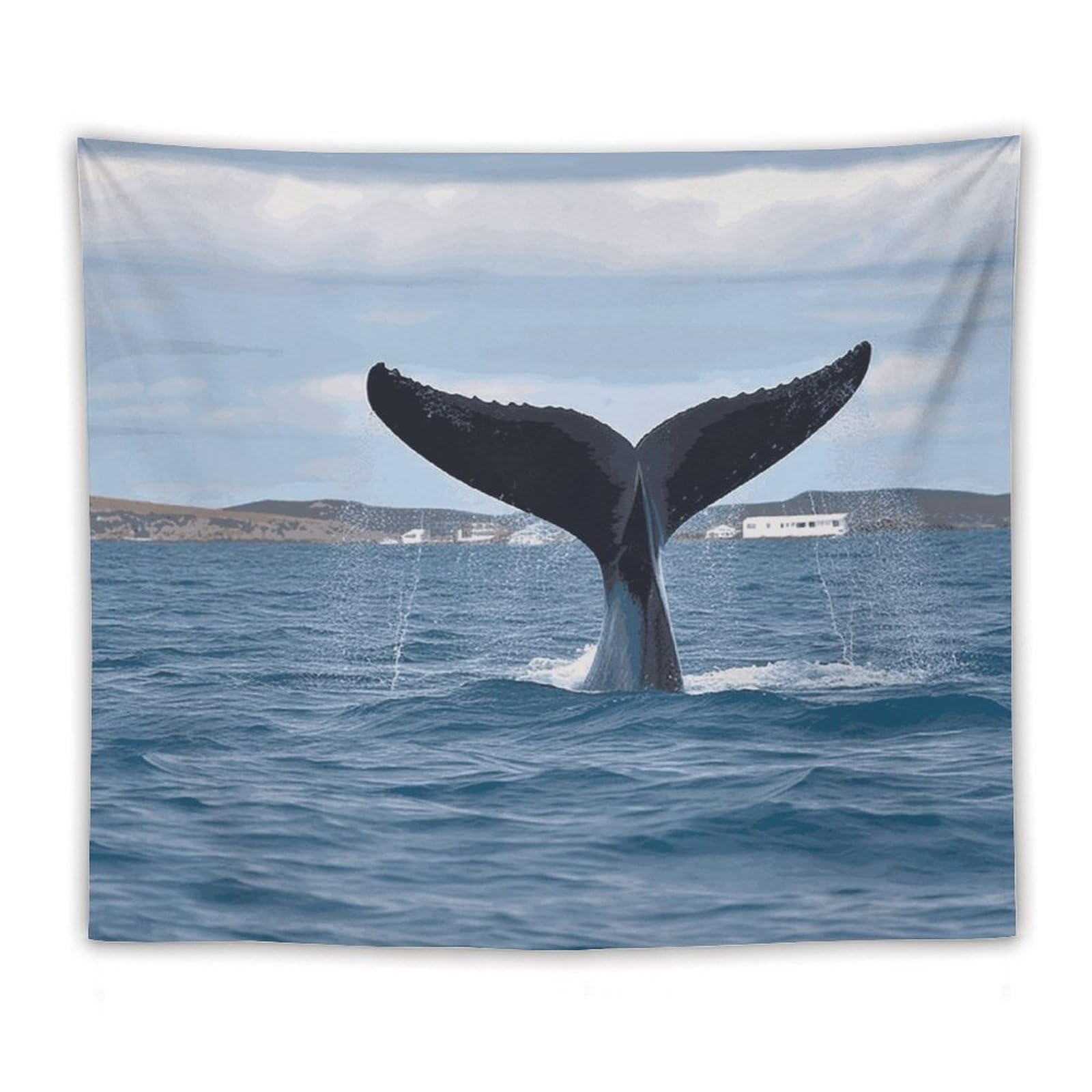 LDGSUPH Whale Tail Tapestry Wall Hanging Decor Anti-fading Aesthetic Wall Tapestries Fashion Wall Blanket Decor Modern Wall Art Tapestry for Bedroom Home Decor 50"x60"