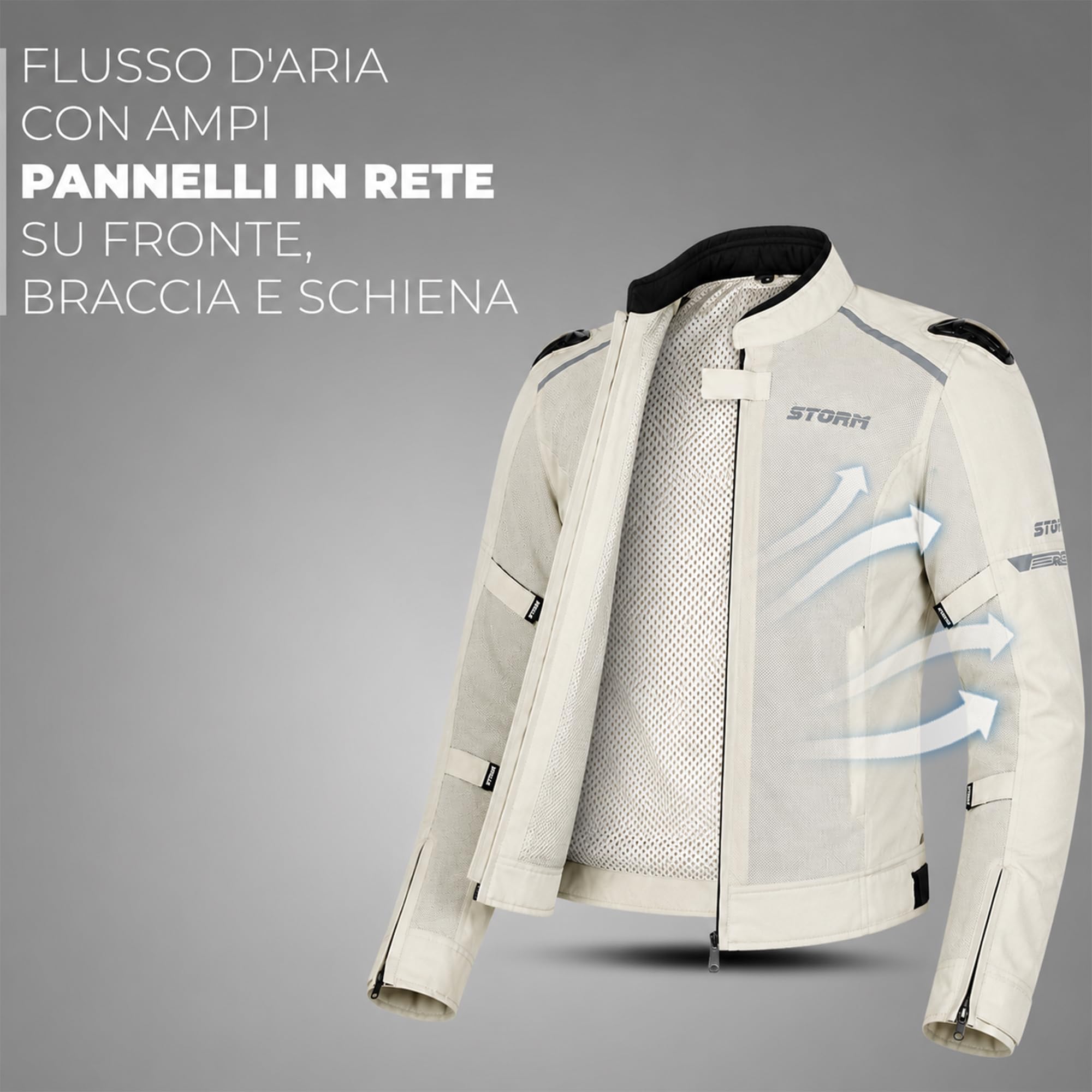 STORM Chaqueta de moto de verano para hombre con protecciones CE, homologadas, chaleco de moto de verano de malla transpirable con protector de espalda, protecciones de hombros y codos extraíbles